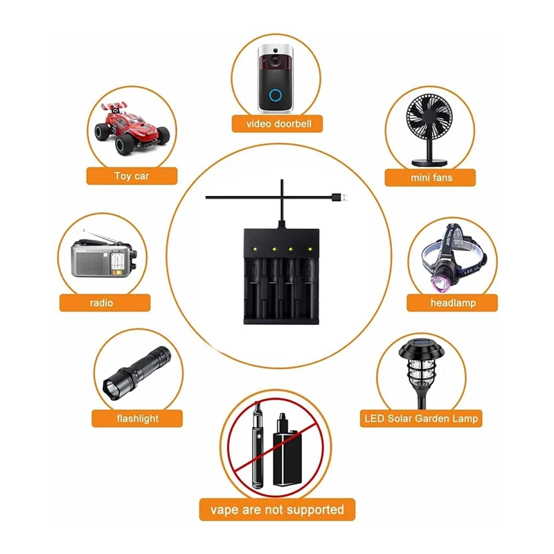 شاحن بطارية ذكي 4Bay يوميًا 18650، شاحن عالمي لمصابيح ليثيوم 3.7 فولت ومصباح أمامي 18650 بطاريات قابلة للشحن