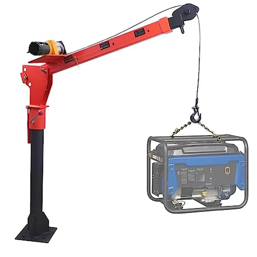 Folding Truck-Mounted Crane Electric Winch 3500lb Jib Crane 360 Swivel Steel Lift Kit