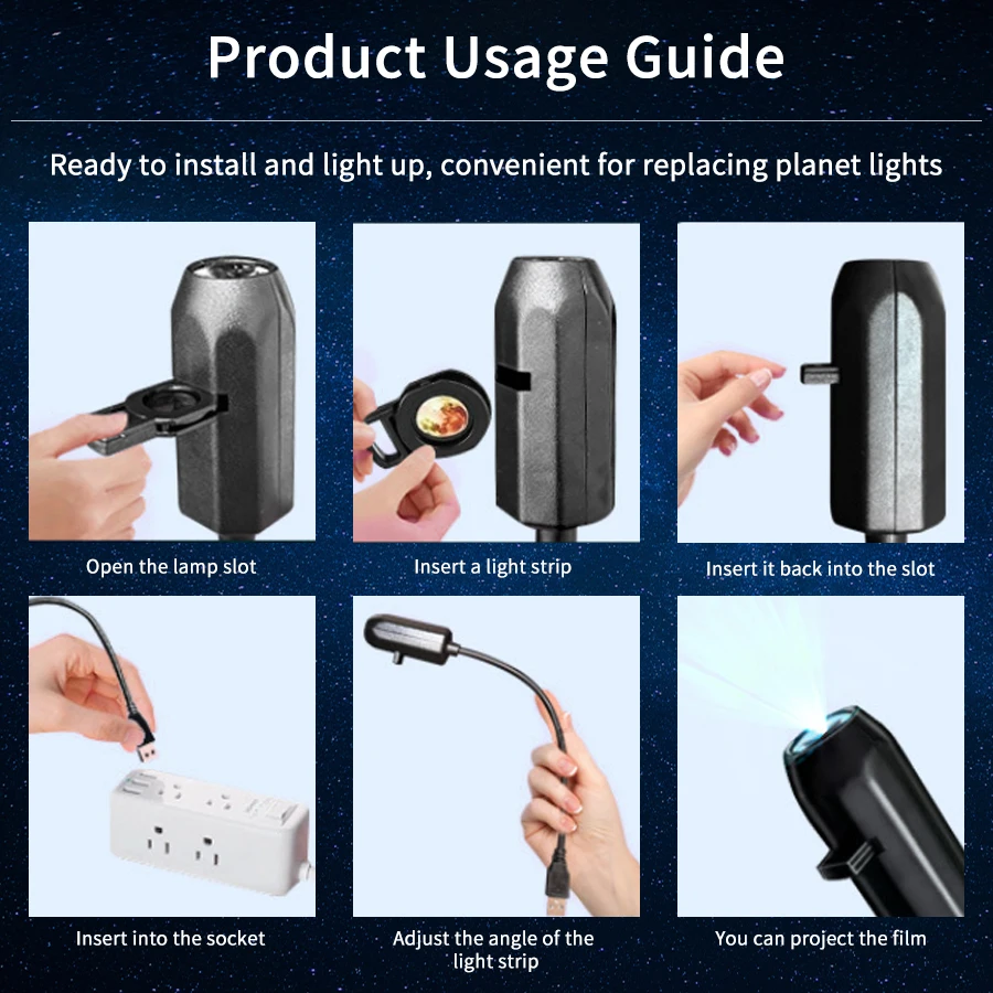 Lámpara de proyector de planeta con enchufe directo USB, luces de ambiente navideñas para Halloween, luz LED nocturna creativa para fondo de dormitorio