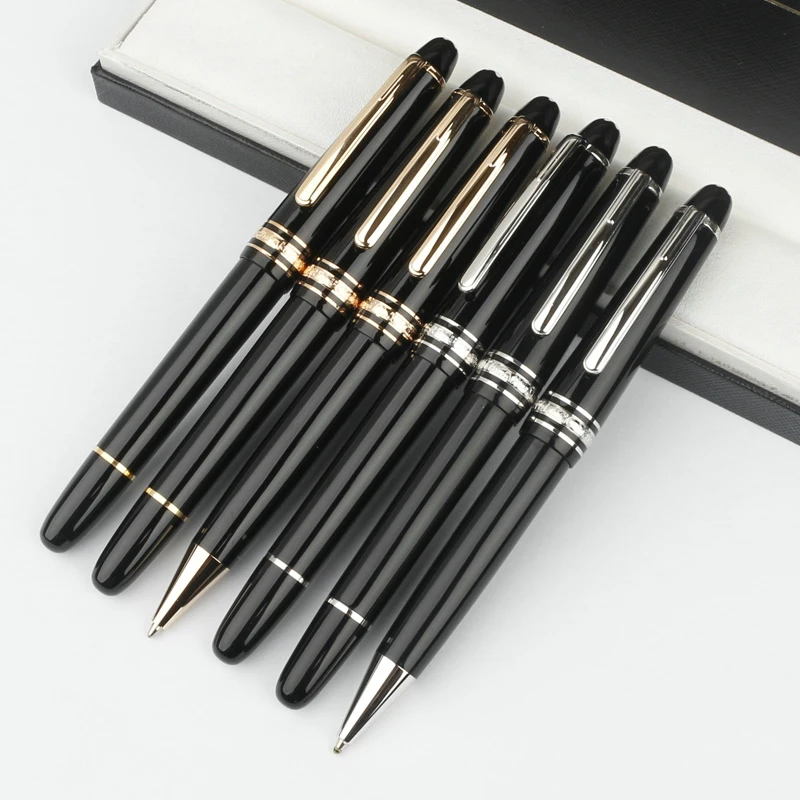 High Quality MB163 Luxury Monte Meisterstuck Collection Black Resin Ballpoint Blance Rollerball Pens Platinum 149 Fountian Pen