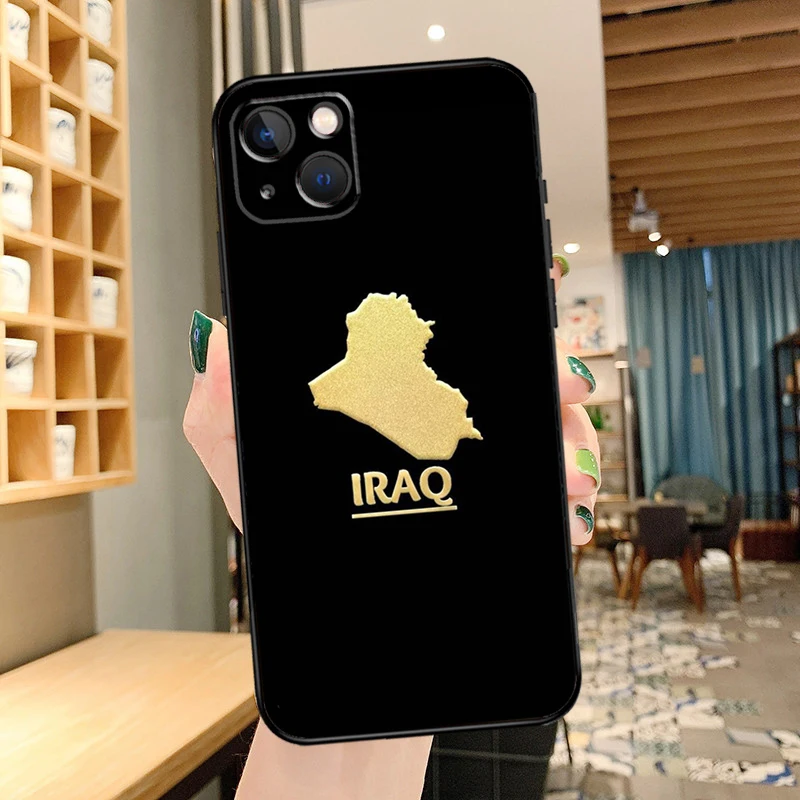 Capa de telefone mapa do Iraque para iPhone 13 12 11 14 15 16 Pro Max XS X XR Plus 12 13 Mini capa traseira