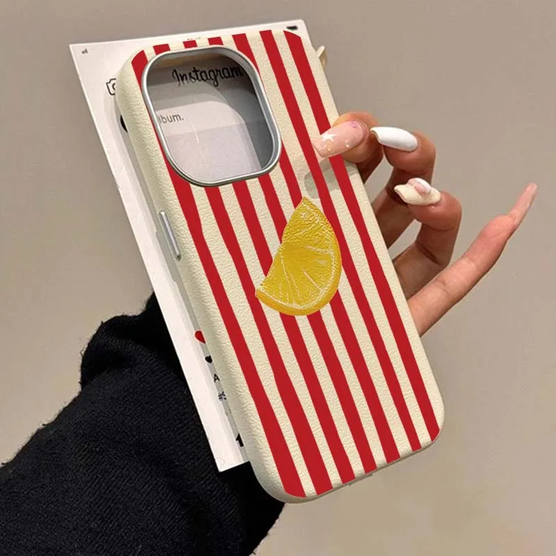 For Xiaomi Poco X7 Pro Phone Case Lemon Striped Retro Lichee Pattern Cases for POCO F6 F5 Pro 5G X6 X5 X3 M6 Pro 4G Soft Cover
