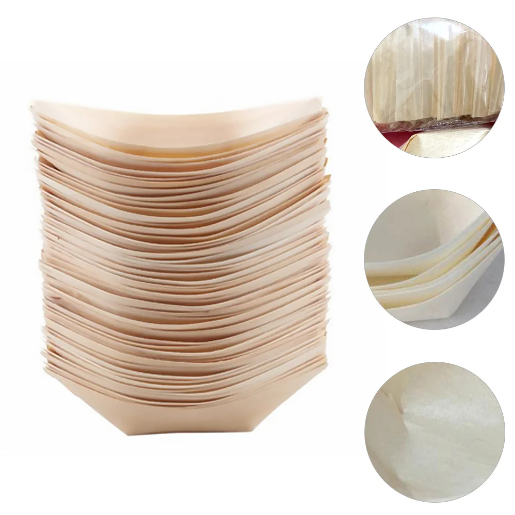 

50Pcs Eco Friendly Sushi Wood Boat Pine Food Containers Cross Contamination Preventing Japanese Style Serving Trays Tableware