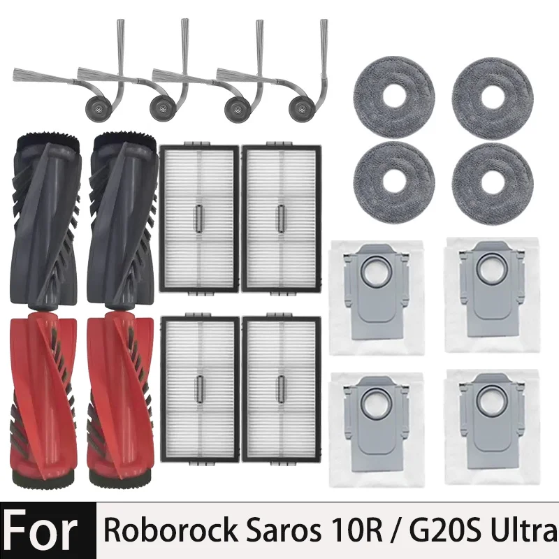 

Compatible for Roborock Saros 10R / G20S Ultra Accessories Brush Hepa Filter Mop Cloth Dust Bag Spare Parts