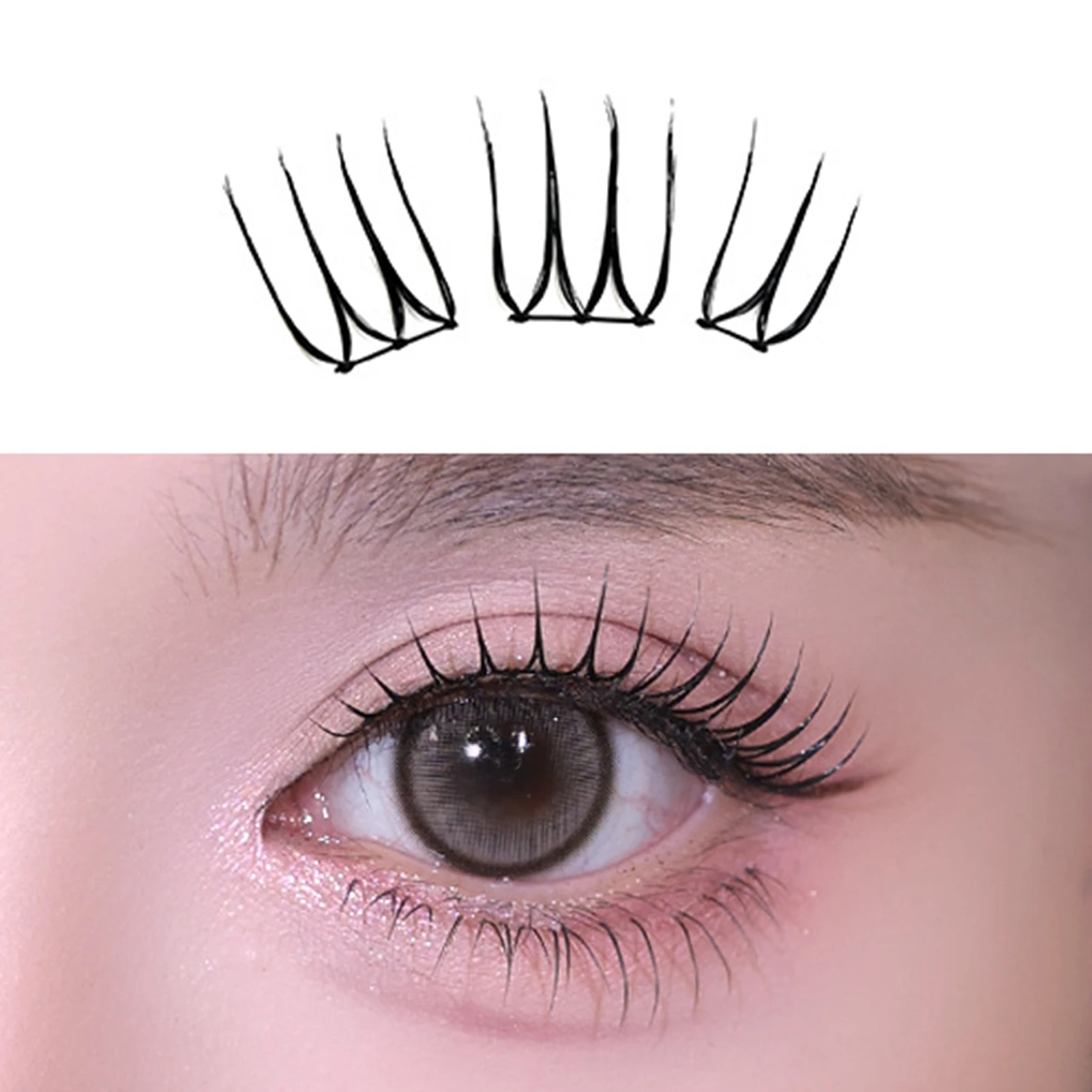 U-shaped Segmented Kpop False Eyelashes Korean Cluster Natural Individual Lash DIY Large Capacity Eyelash Manga Black Stem image 3