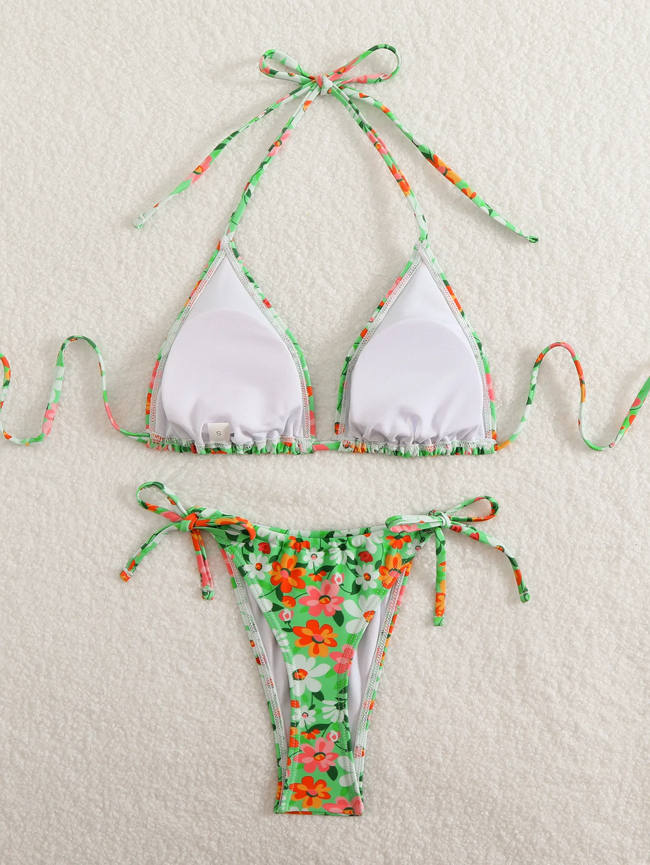 Sexy flor impressão verde micro mini biquínis define duas peças halter tie maiôs beachwear maiô biquini tankini