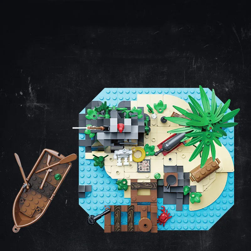 Idea Movie Game Offshore Isolated Island Watchtower Block Construction Model Sets Rock Reef Building Bricks Toys For Gifts