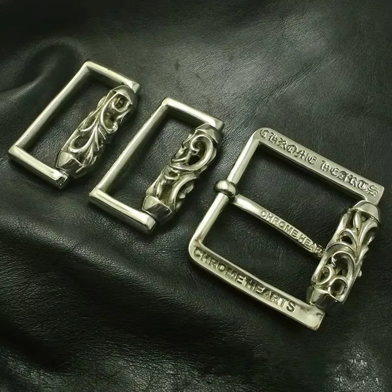 2parts/set Solid Flower embossed Men\'s Solid Copper White copper Brass White copper Belt Buckle DIY Handmade Leather Craft for