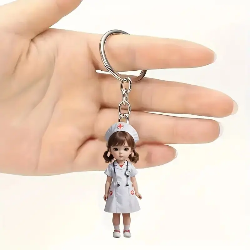 Cute Acrylic Nurse Keychain: Perfect Choice for Christmas, Halloween, Party Gifts - Waterproof, Scratch-Proof, Burr-Free, Clean and Trimmed, Gift for Women