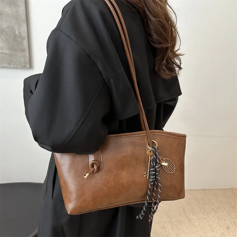 سعة كبيرة Y2K الاتجاه بولي Leather الجلود العمل حقيبة كتف بسيطة الإناث حقيبة كروسبودي بلون التنقل حقيبة النساء الإناث #1