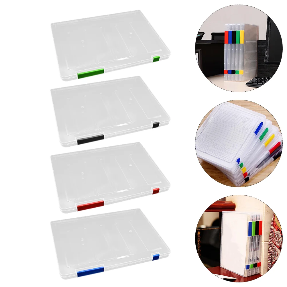4 Pcs File Holder Folder Storage Box Office Documents Bag Scrapbook Paper Boxes Plastic Case