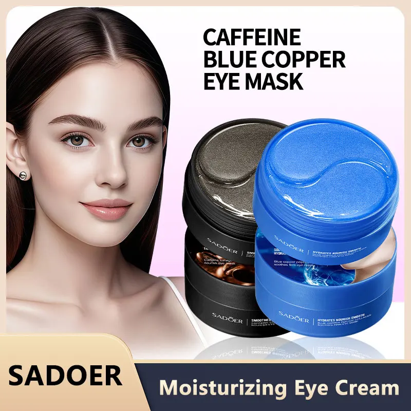 SADOER-mascarilla de colágeno de cristal con cafeína, antiojeras, antienvejecimiento de hormigas, antiarrugas, parches hidratantes para los ojos, cuidado de la piel