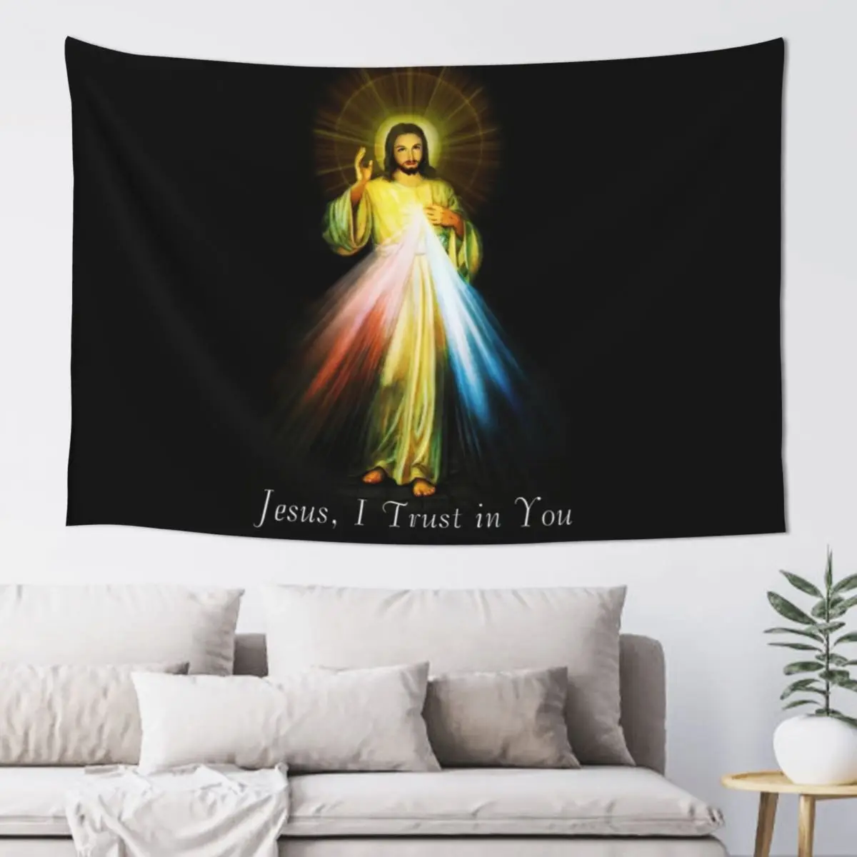 Jesus Divine Mercy Faustina Sacred Heart Catholic Tapestry Decor Home Bedrooms Decor Tapestry