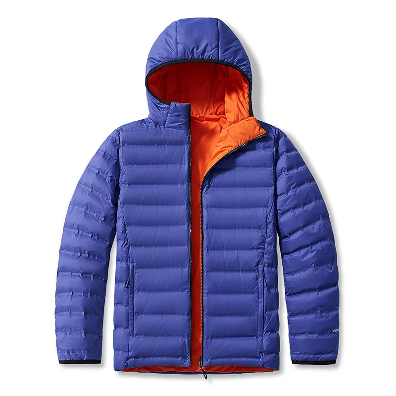 Men And Women Unisex White Duck Down Hoodie Jacket Lightweight Waterproof Both Sides Wearable Down Hooded Warm Coat