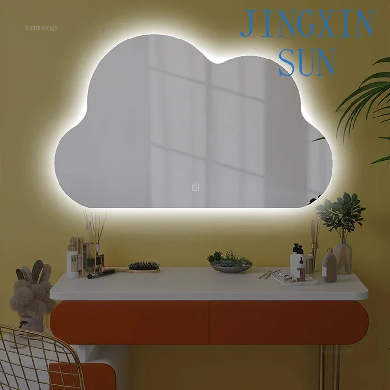 Nordic Irregular Cloud Smart Bath Mirrors Toilet Home Lighted Anti-fog Bathroom Bedroom Dressing