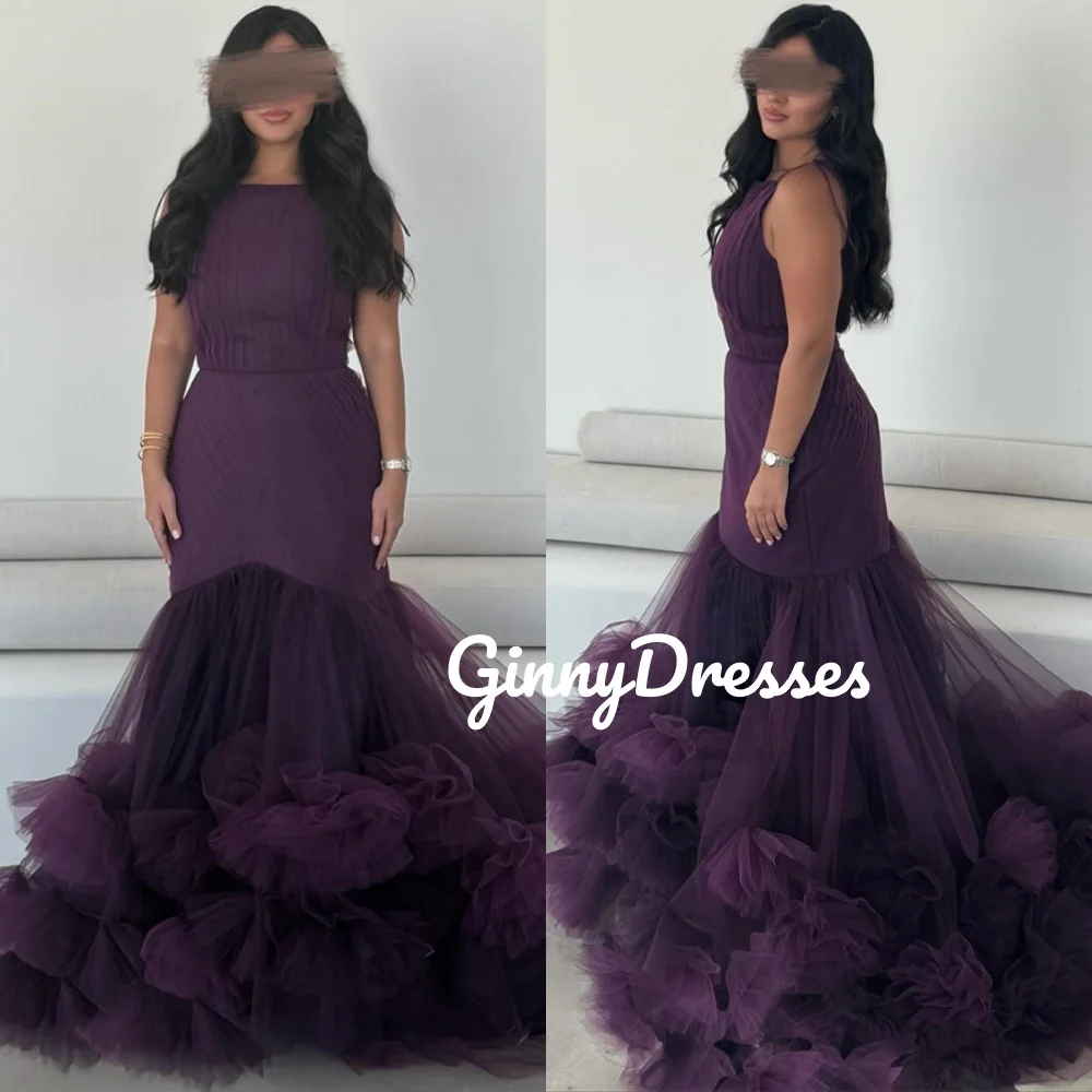 

Customize Dresses For Prom Mermaid Deep Scoop Neckline Floor-Length Flowers Evening Dress Sleeveless Zipper Up Formal Occasion D