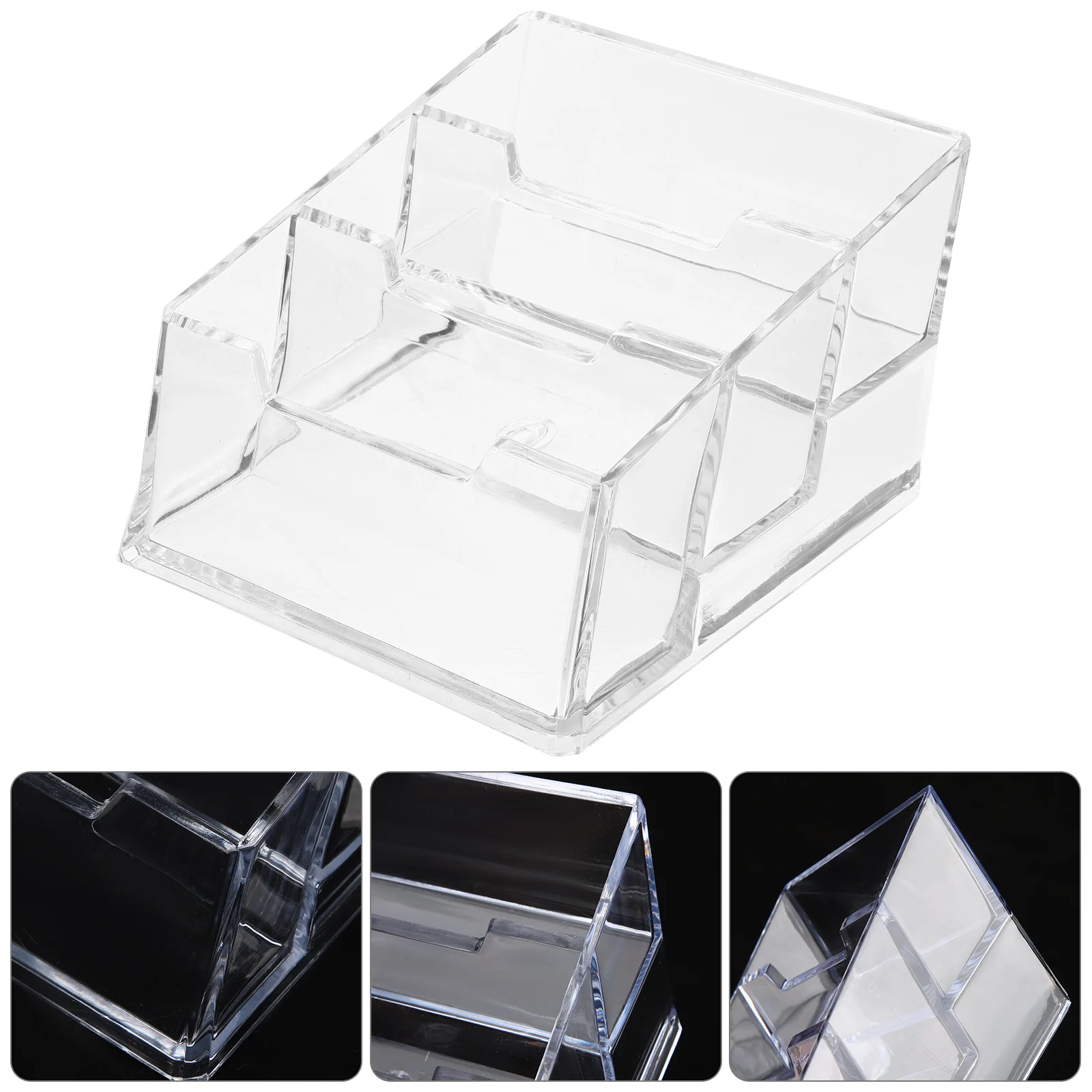 

2Pcs Stylish Acrylic Business Card Holder Stand with Polished Finish for Desk Office and Trade Shows Card Holder Stand