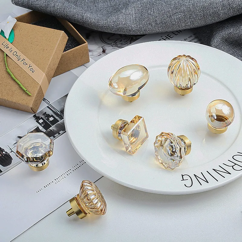 

Handles Drawer Cabinet Furniture Kitchen Handles for Cabinet Knob Door Drawer Furniture Kitchen Crystal Brass Light Luxury