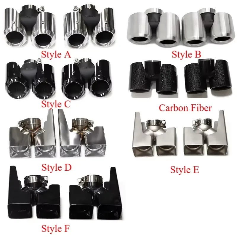 SYPES Car Exhaust Tips for Defender 110 3.0T L663 P400 90 2.0T Stainless Steel+Carbon Fiber Quad Round Muffler