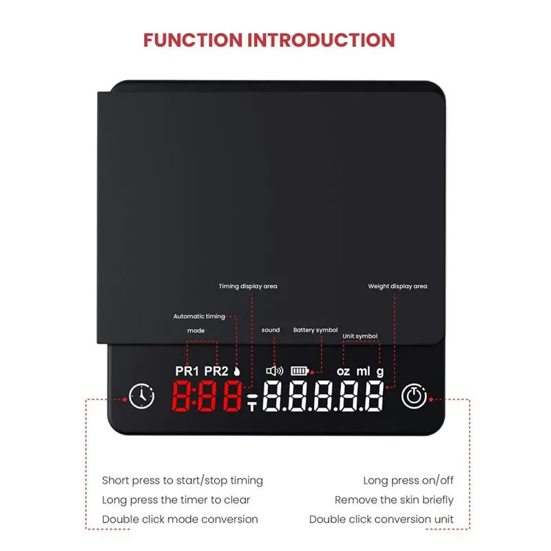 Creative Christmas Gifts Mini Smart Kitchen Scale Weighing Precision Digital Coffee Scale Espresso with Timer