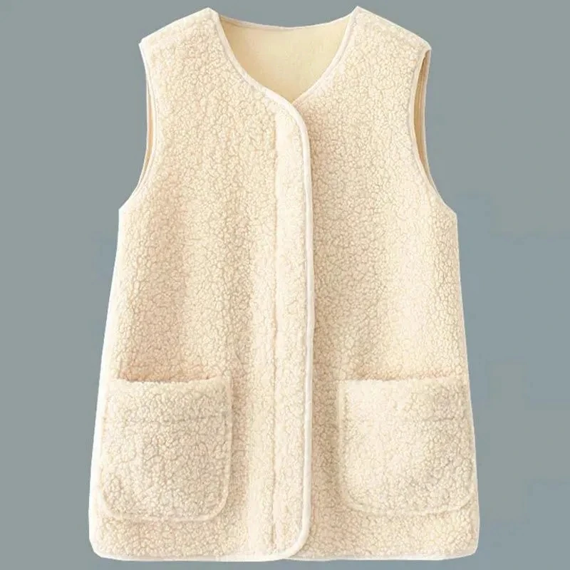 6XL New Lambhair gilet da donna coreano 2023 autunno/inverno Casual gilet allentato canotta donna gilet senza maniche di grandi dimensioni