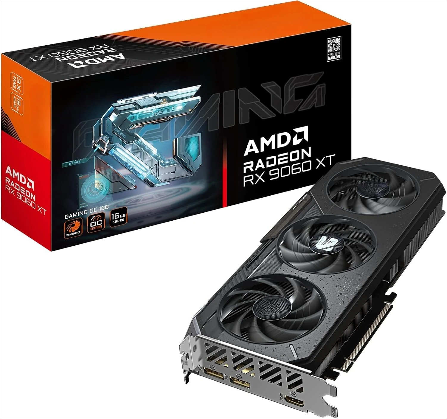 بطاقة رسومات RX 9060 XT Gaming OC 16G، PCIe 5.0، 16GB GDDR6، GV-R9060XTGAMING OC-16GD؛ مبيعات المصنع مباشرة