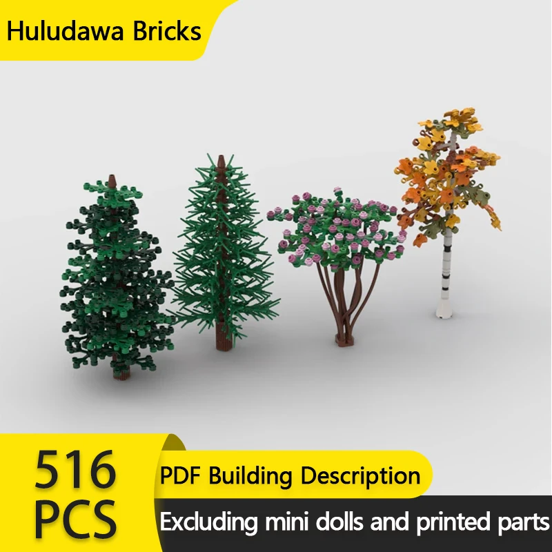 

City Street View Model MOC Building Bricks Forest Medium Tree Bundle Modular Technology Gift Holiday Assemble Children Toys Suit