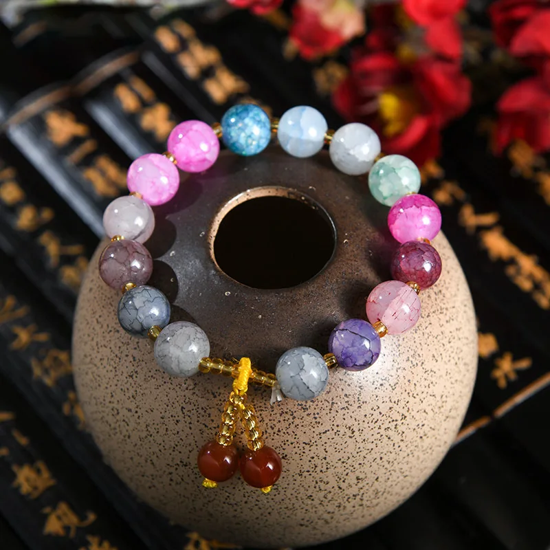 Wholesale Pink Rose Powder crystal Quartz Natural Stone Streche Bracelet Elastic Cord Pulserase Jewelry Beads Lovers woman Gift