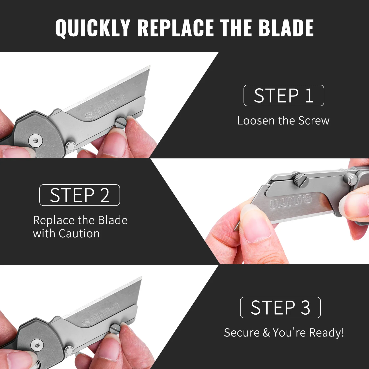Utility Knife Titanium Alloy Folding Knife Pocket Knife EDC Wallpaper Cutter Paper Knife Replaceable SK5 Blades view 5