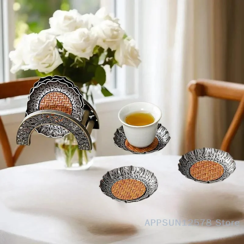 Stylish Modern Home Decor, 1PC Chinese Gongfu TeaSet Rattan Woven Coaster, Perfect Unique Gift Item