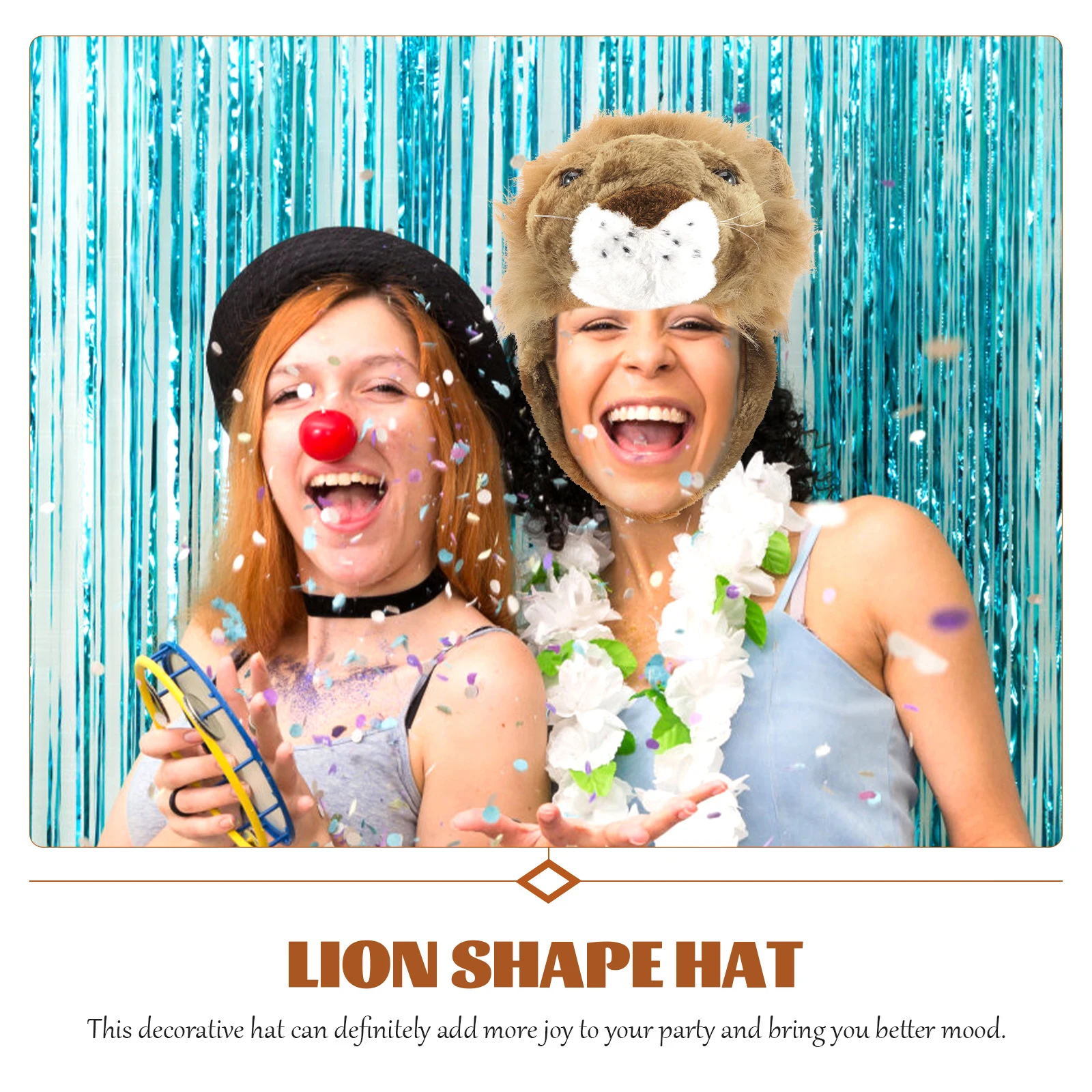 

Lion Hat Animal Design Party Hats for Adults Adjustable Costume Halloween Festival Headwear Dress Up Props