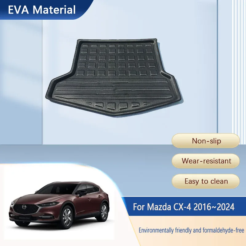 

For Mazda CX-4 CX4 CX 4 2016-2024 Car Rear Trunk Mats Waterproof Trunk Storage Pads Carpets EVA Boot Trunk Cover Car Accessories