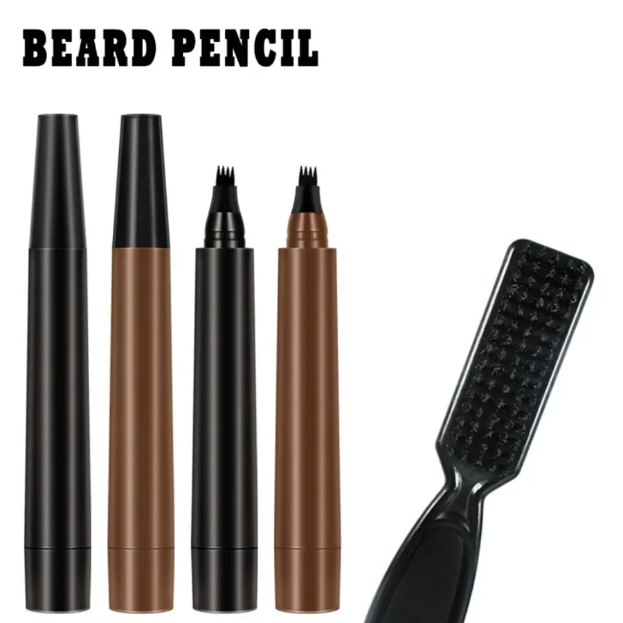 Custom 2colors Four Pronged Beard Filler Pen Kit Men Waterproof Easy To Use Long Lasting Black Brown Styling Repair Tools Makeup