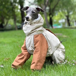 Autumn Winter Thickened Plush 4-legged Khaki Jacket Windproof Waterproof Warm Coat for Italy Greyhound Huibit Pet Dog Clothes