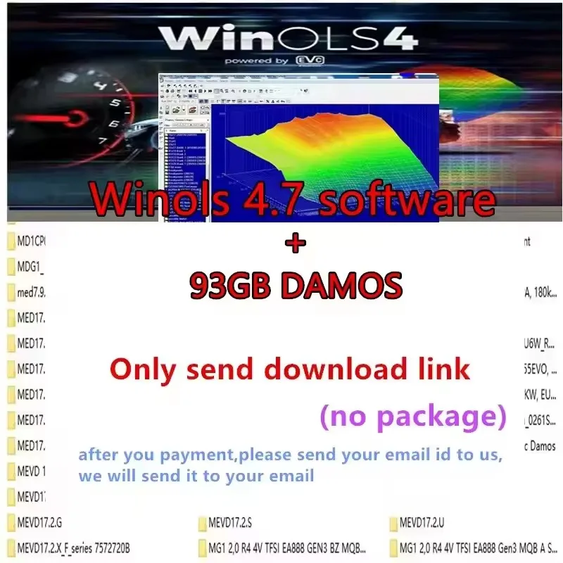 Winols 4.7 + ECM TITANIUM 26100 ECU Programming Tool Software+ 93GB Damos Files + Immo Service Tool V1.2+Leaning Video Guid