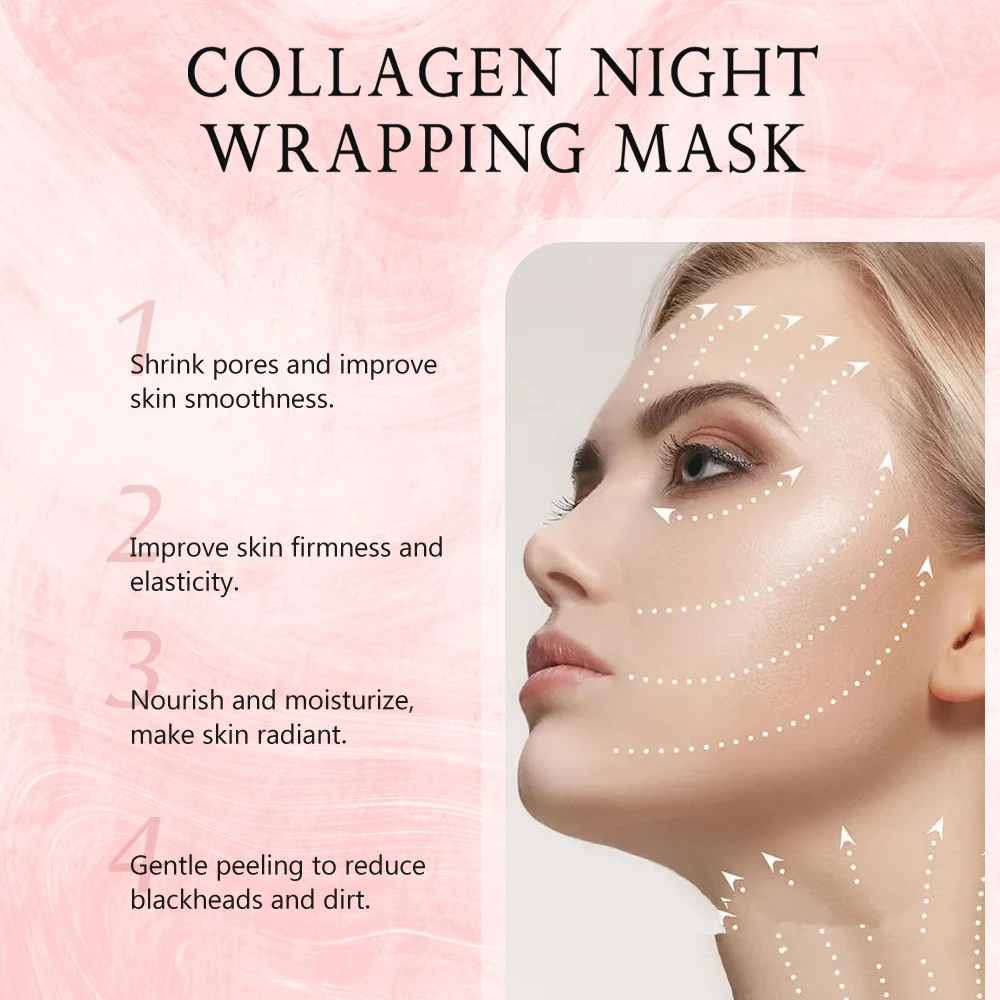 Nacht Collageen Wikkelmasker Verjonging Hydraterende Verhelderende Koreaanse Gezichtsmasker Maak Glowy Huid Elasticiteit Gezichtsmasker