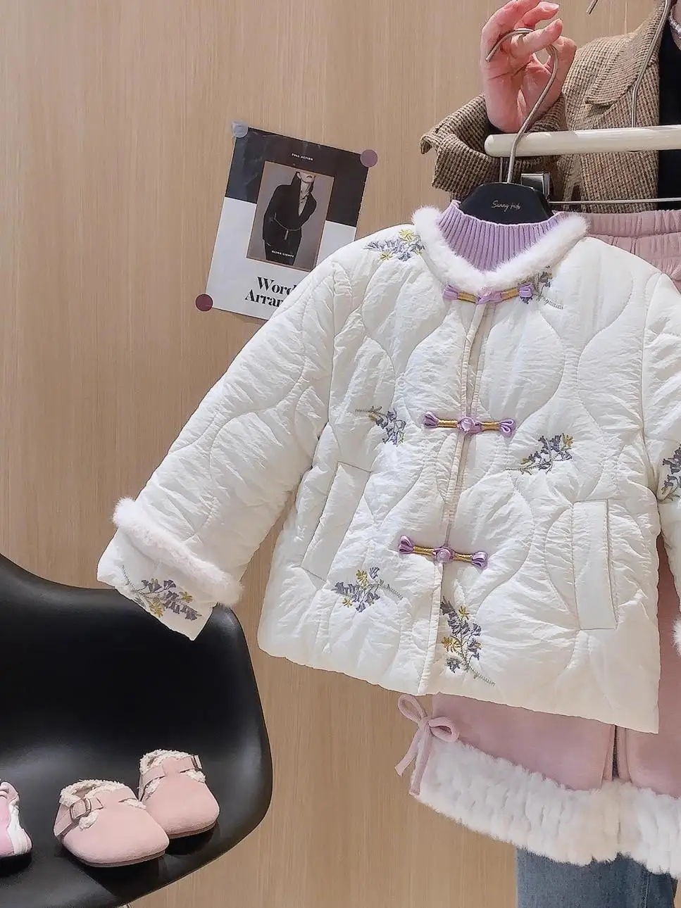 

Girls Comfortable Casual Cotton Jaet Winter New Sle Baby Girl Warmth Fce Collar Cotton Coat Trendy ort Length Long S...