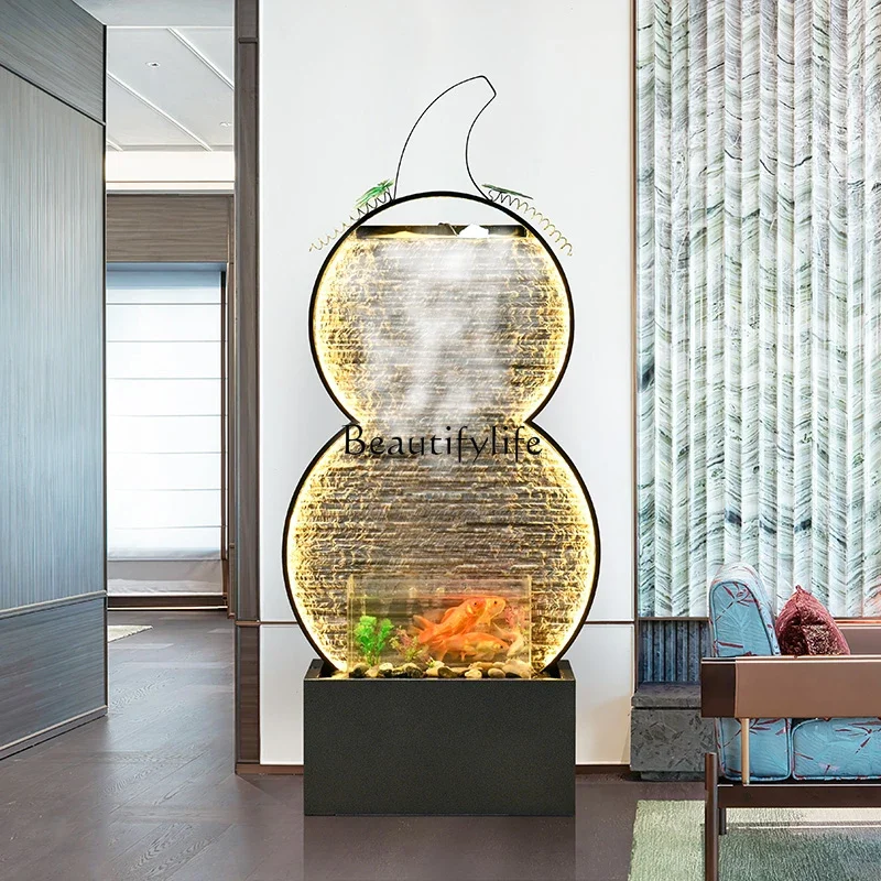 06Flowing water ornament, water curtain wall, entrance entrance, large-scale lucky landing decoration, office water feature