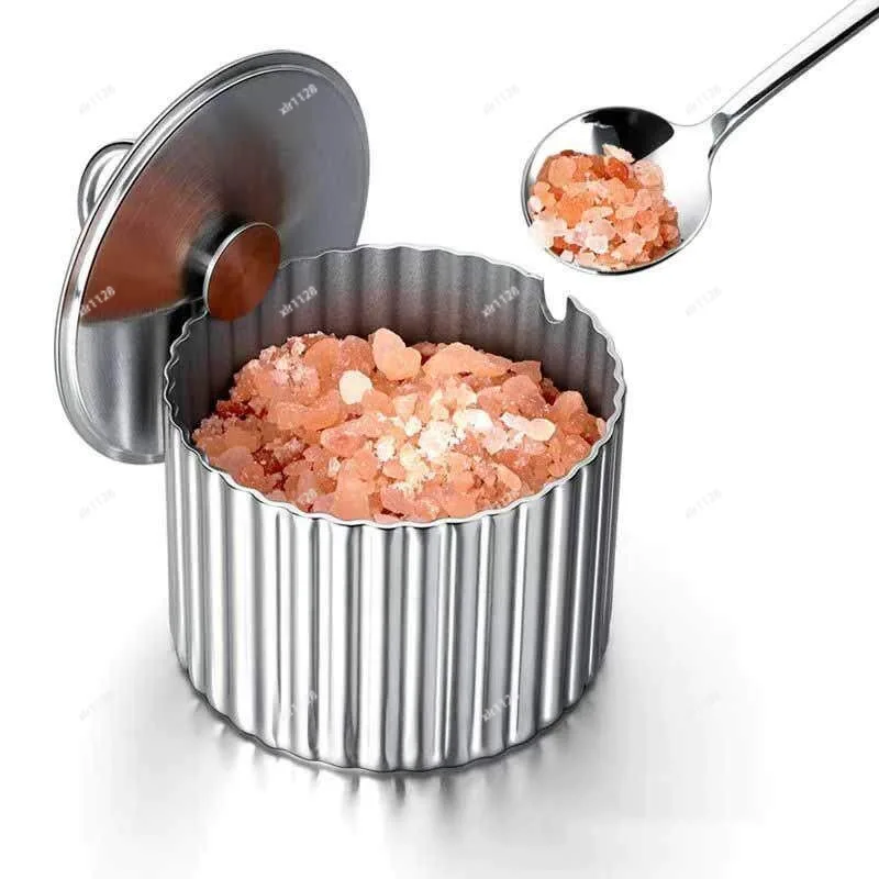 Kitchen Storage Stainless Steel Condiment Canister Multi-pack Sugar Salt Seasoning Jar Home Decoration
