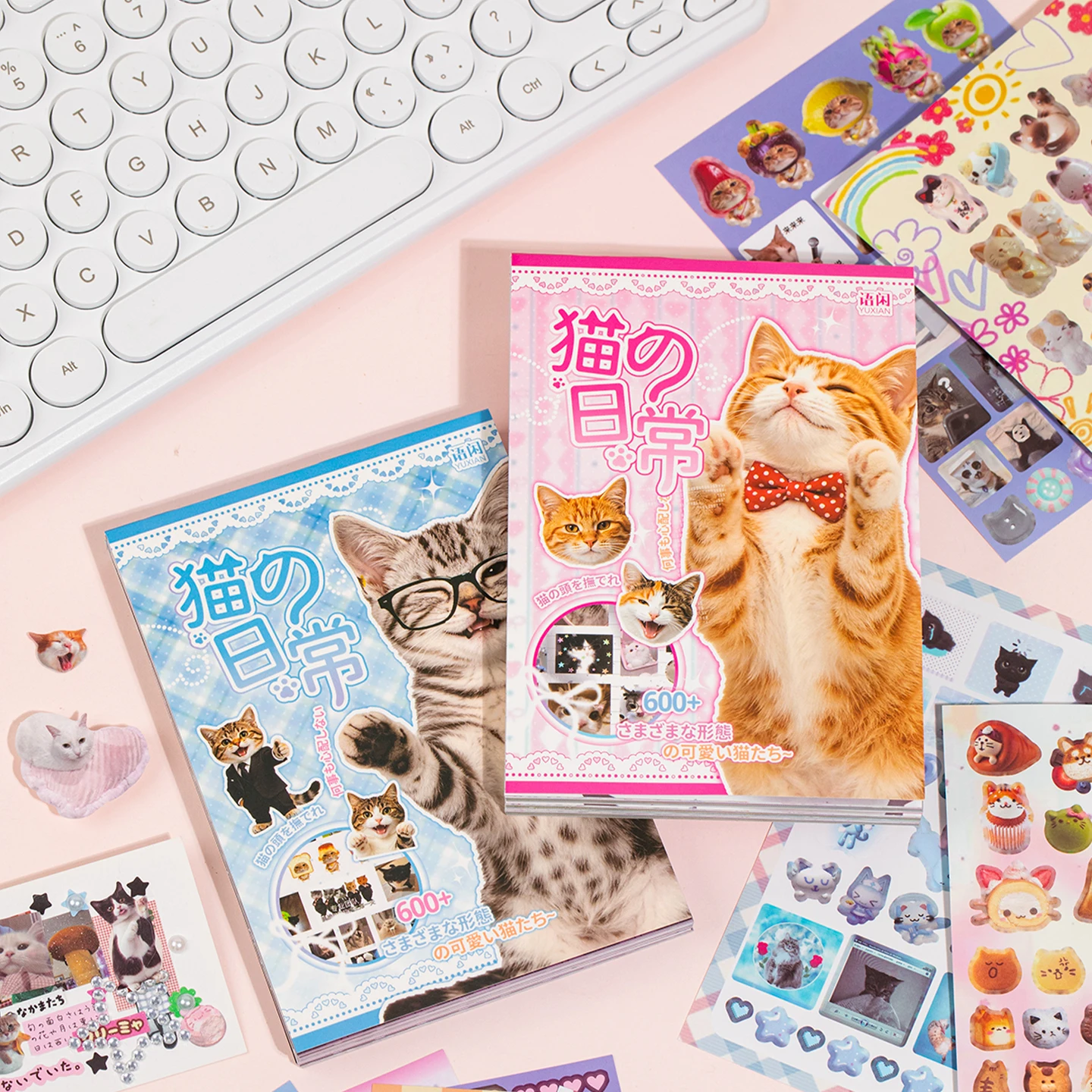 Plus de 600 autocollants de chats de dessins animés, autocollants esthétiques pour journalisation, scrapbooking, loisirs créatifs, coques de téléphone, bouteilles d'eau