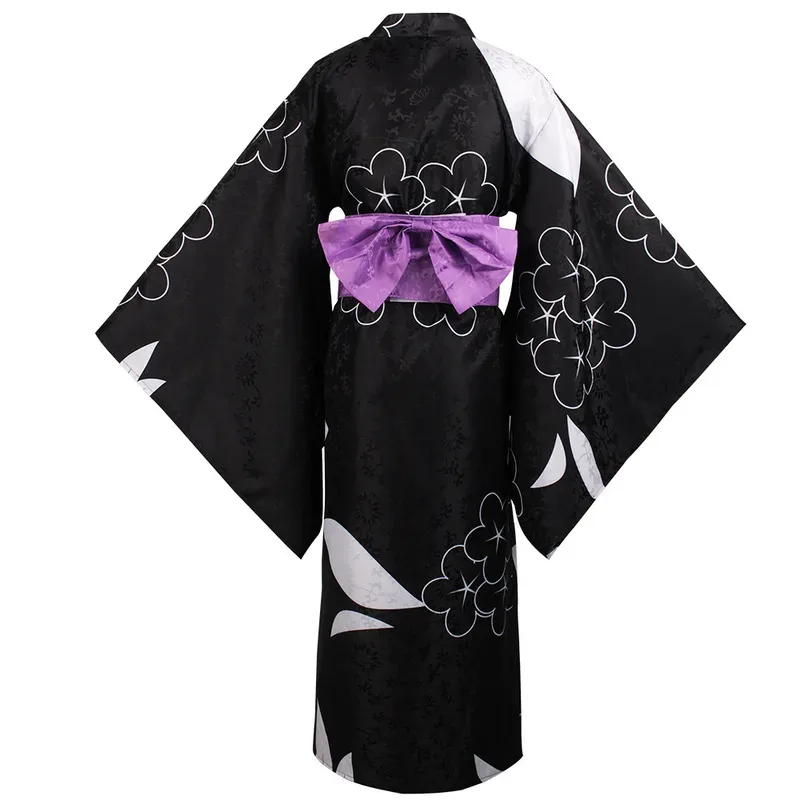 Kitagawa Marin Cosplay Costume Black and Purple Patterned Kimono Japanese Kimono Halloween Carnival Party Dress for Women Girls
