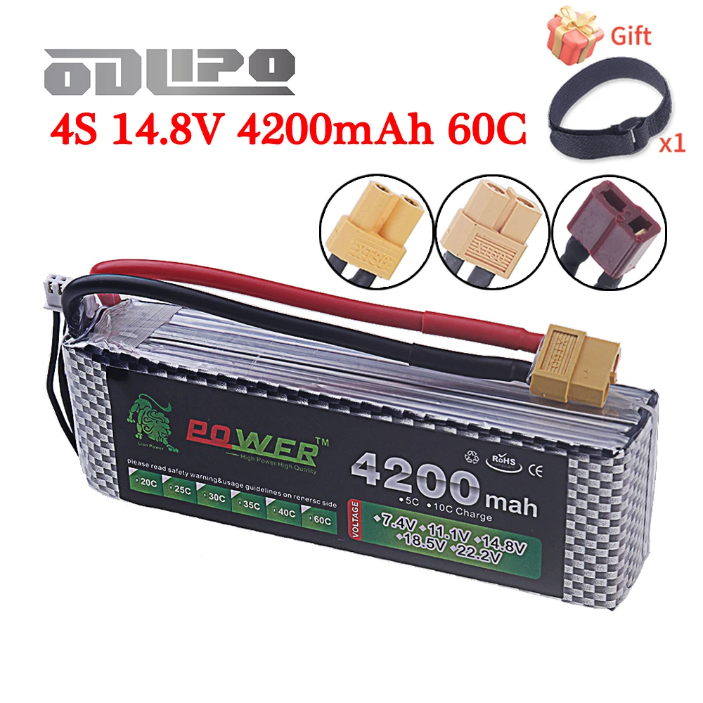 60C Lipo Battery 14.8V 4200mAh 40C Max 60C For RC Quadcopter Truck Drone Boat Parts Battery 14.8 V 4S Lipo T XT30 XT60 Connector