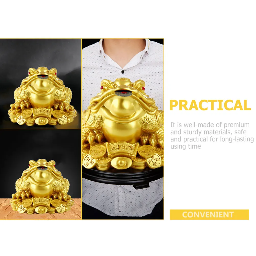 

2pcs Golden Money Toad Statue Frog Figurines Resin Decor Desktop Office Sculpture Three Legged nament Exquisite Resin Toad Home