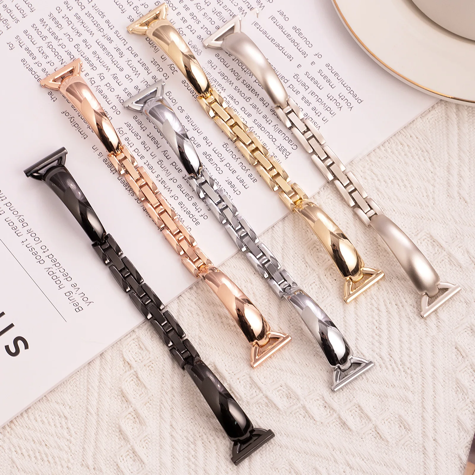 Slim Girl Metal Bracelet For Apple Watch Band Series 10 9 8 7 6 SE 42mm 46mm 41mm 45mm 38 44mm 40mm For iWatch Ultra 49mm Strap