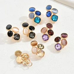 2025  Unique Colorful Geometric Gem Earrings for Women Bohemian Ear Piercing Jewelry Gift