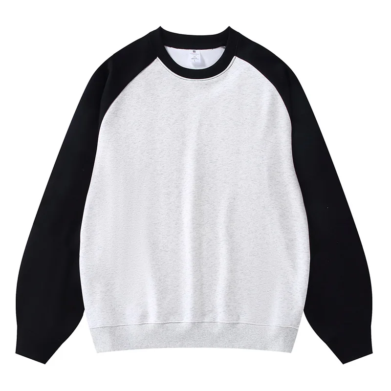 Rough Sleeves Contrasting Color Splicing Long-sleeved Men's Pullover Sweatshirts 2026 New Loose Pullover Round Neck Tops