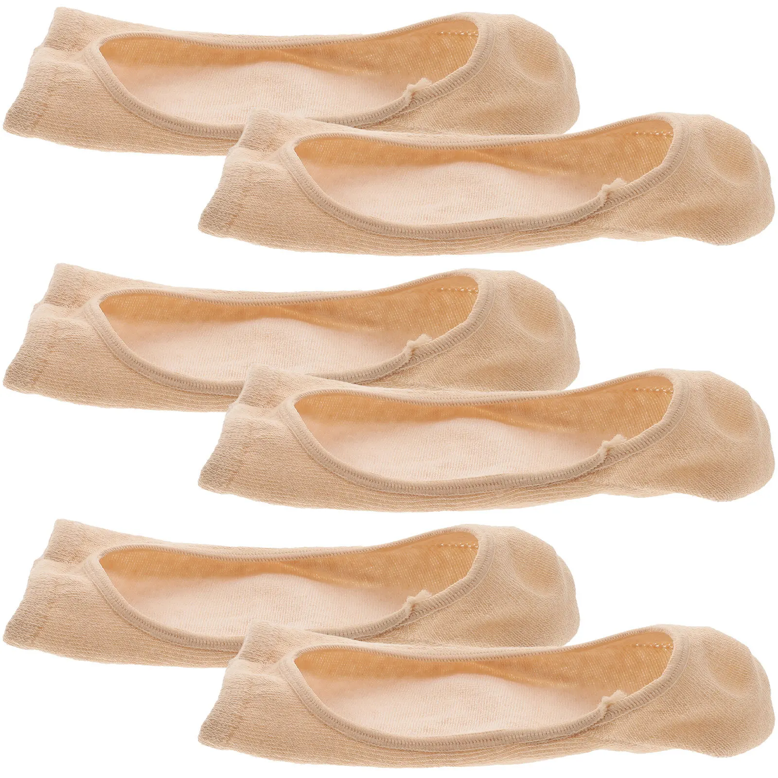 3 أزواج من الجوارب غير المرئية المضادة للانزلاق من ألياف الخيزران والسيليكون ذات القطع المنخفضة للنساء تصميم نونسليب لون البشرة