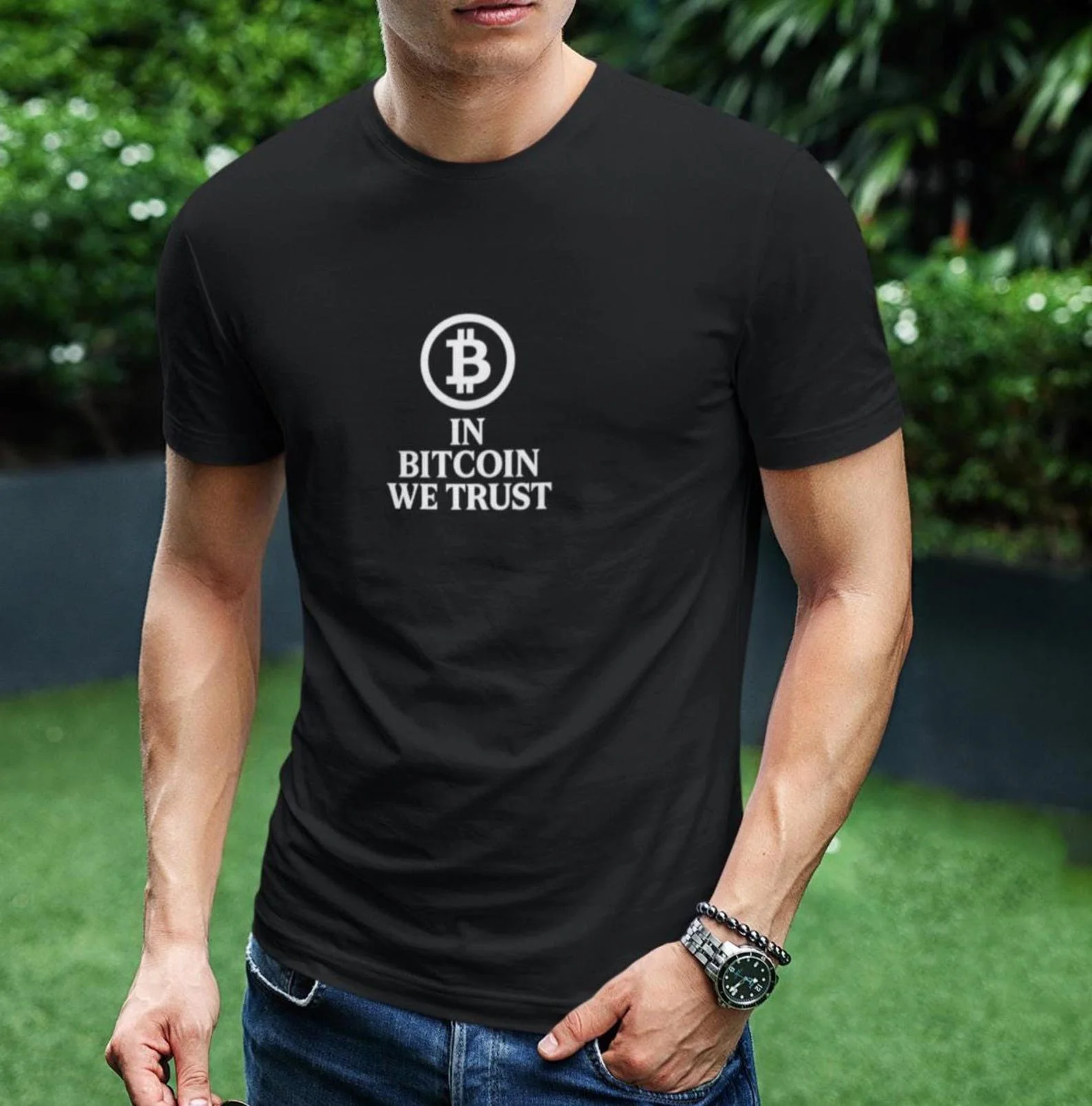 

In Bitcoin We Trust Bitcoin Crypto style Gift t shirt for Crypto Traders BTC Fan Bitcoin Symbol printed Graphic Tee All size top
