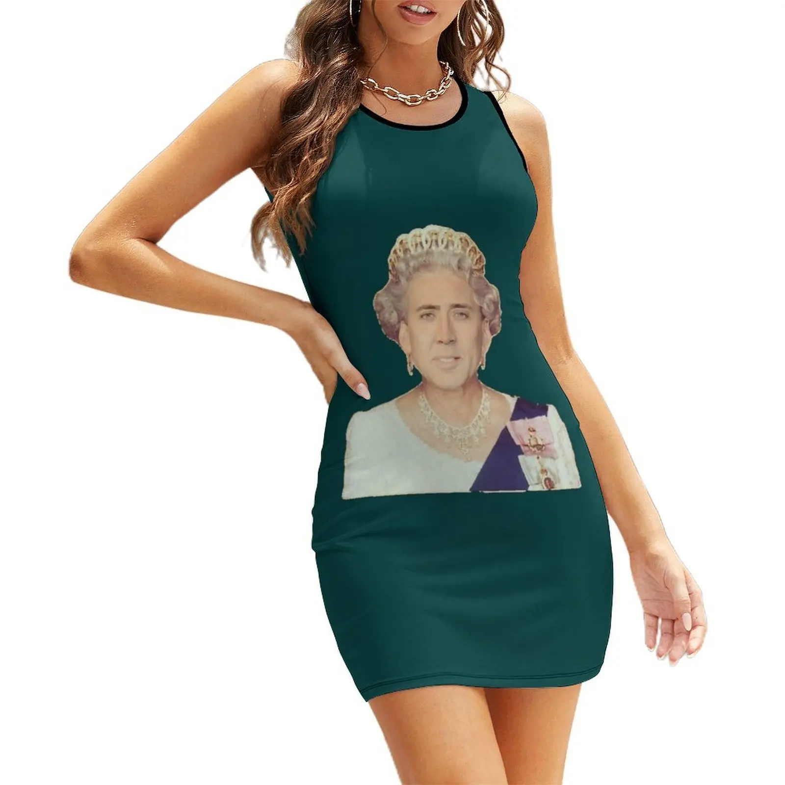 

Nicolas Cage as The Queen - Nicholas Cage - Nick Cage - Nic Sleeveless Sundress women's clothing trend 2025