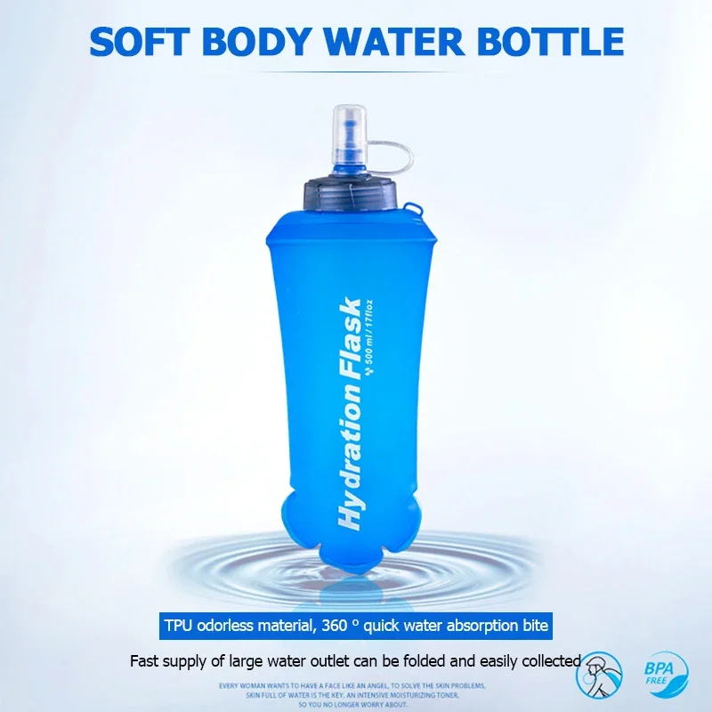 250ml 500ml 750ml Portable Folding Water Bottle Outdoor Sport Collapsible Soft Flask TPU For Cycling Running Camping Travelling - view 3